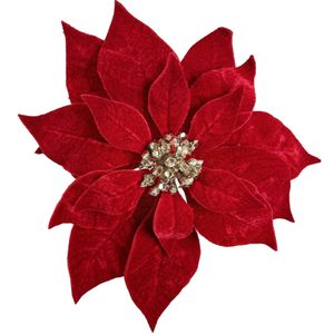 Hovedbilde Shishi julestjerne i r&oslash;d fl&oslash;yel med klype – ...