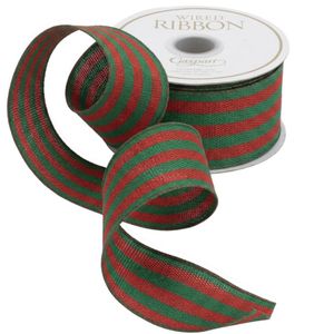 Hovedbilde B&aring;nd - gr&oslash;nne og r&oslash;d striper 8,2cm