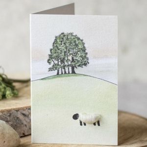 Hovedbilde Lite kort 'Sheep Beneath Tree On A Hill' 9*6 cm