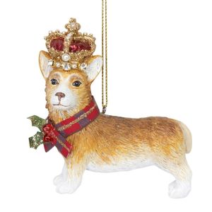Hovedbilde Julepynt – corgi med krone 8 cm h&oslash;yde