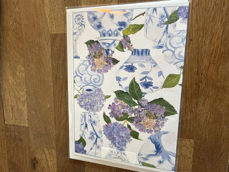Caspari kort - Porcelain and hydrangea