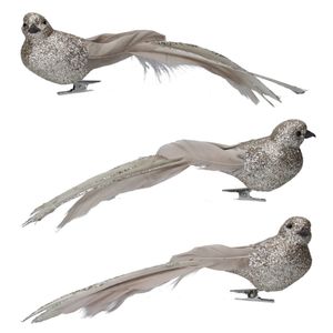 Hovedbilde Fugl p&aring; klype 23cm - svak gull (pr stk)