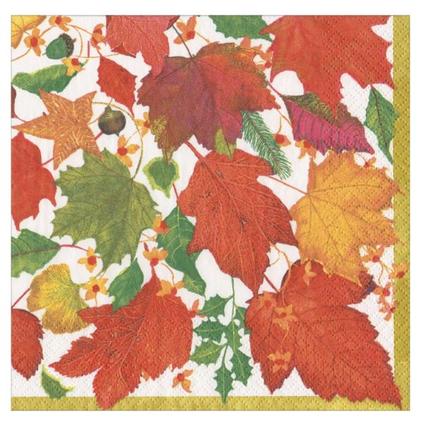 Servietter Swirling Leaves White -lunsj