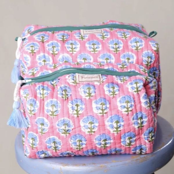 Toalettveske quiltet Pink/Lavender - Large