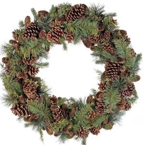Hovedbilde Krans med vintergr&oslash;nt og kongler 70cm