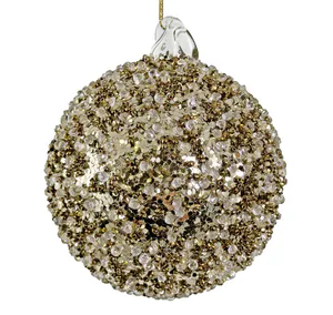 Hovedbilde Julekule i glass med gull og bling 10cm