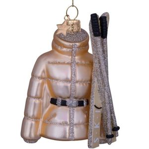 Hovedbilde Julekule Skijakke og ski gull 10,5cm