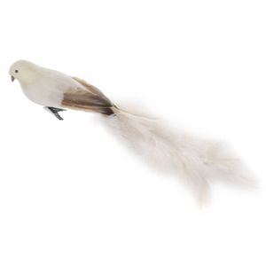 Hovedbilde Dekorativ fugl p&aring; klype krem/struts 55cm