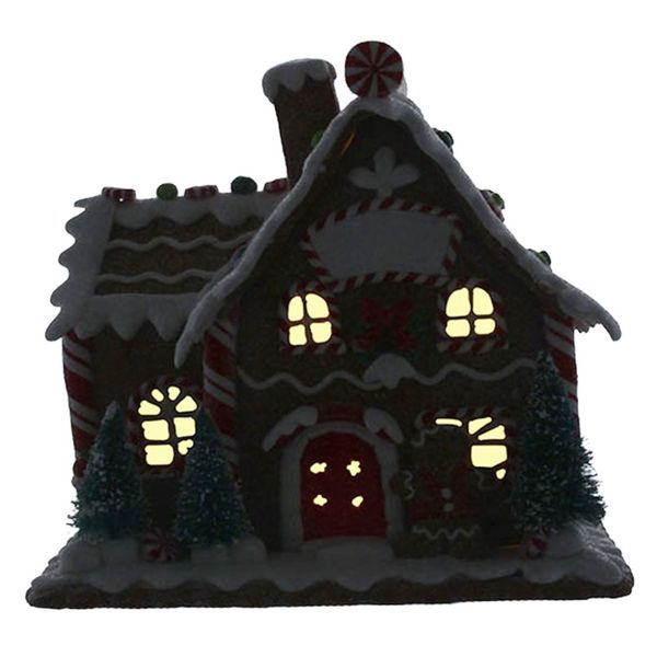 Pepperkakehus med sukkerstenger LED-belysning –&nbsp;16cm