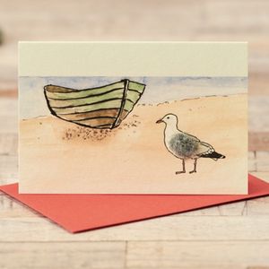 Hovedbilde Lite kort 'Mini seagull and fishing boat' 9*6 cm