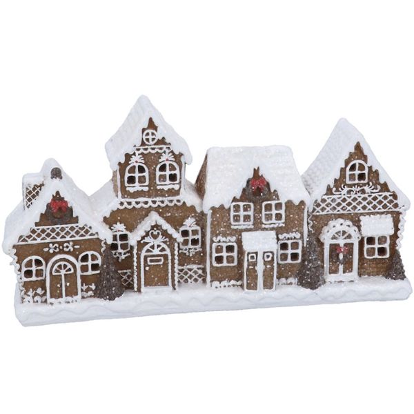 Pepperkakelandsby med LED-belysning –&nbsp;23 cm