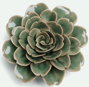 Hovedbilde Blomst i keramikk -Tea rose pastellgr&oslash;nn 9cm