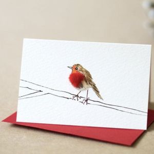 Hovedbilde Lite kort `Robin on a branch&acute; 9*6 cm